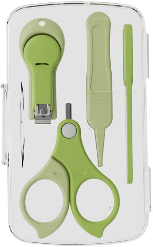 4-in-1 Baby Nagelknipper Draagbare Reis Babyverzorgingsset, Baby Nagelschaar Pasgeboren Nagelknipperset, Kinderveiligheidsschaar Anti-knel Nagelknipperset Cadeau (Groen) van Merkloos