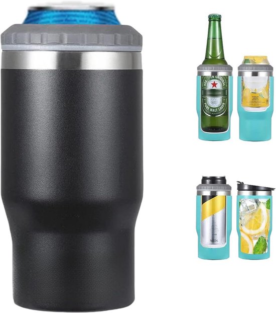 4 in 1 roestvrijstalen kan en fles isolator met twee-weg deksels
