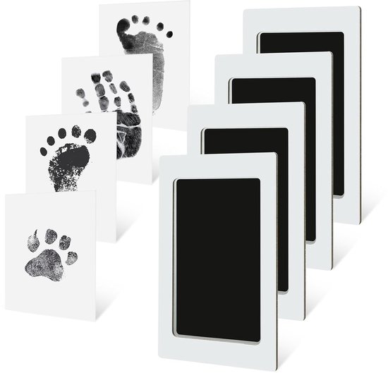 4-pack inktloze baby hand- en voetafdrukset, Clean Touch inktkussenset voor pasgeborenen en huisdieren, hondenpoot- en neusafdrukset van Merkloos