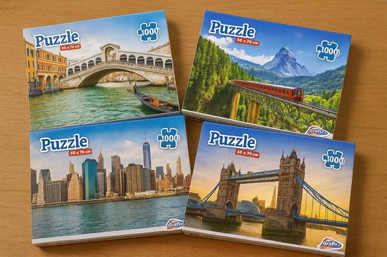 4 Puzzels VOORDEELPACK! 4x1000 Grafix Puzzel 1000 Stukjes x4 Volwassenen - Volumevoordeel - Puzzels - 4 Verschillende Puzzels van Grafix