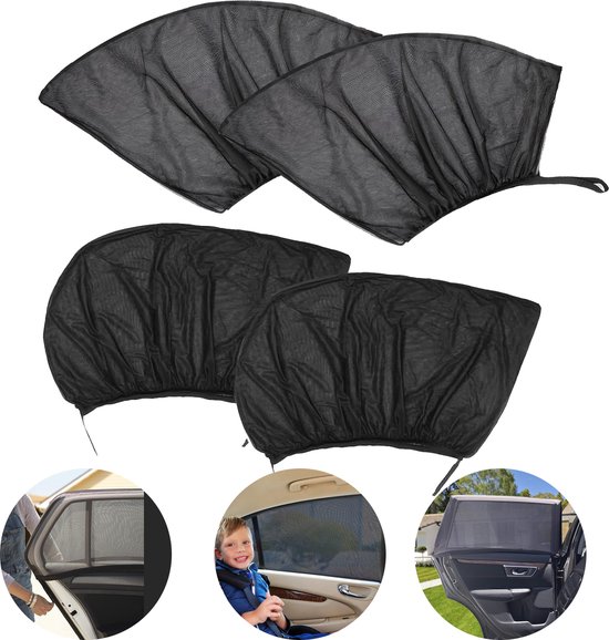 4 Stuks (2 Voor+2 Achter)Zomer Autohoes - Autoruitenschermen - Hoge Rekbare Auto Zijruitenscherm - voor Privacy Blackout - en UV-bestendig -bescherming Zonnescherm Blocker - voor Baby Familie Huisdier, Auto-accessoires van CarChamps