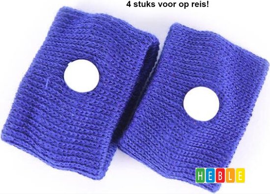 *** 4 Stuks Anti Wagenziek Bandjes Kindermaat - Tegen Misselijkheid - Wagen Ziek - Op Reis Travel Bandje - Anti wagenziekte - Polsbandjes - van Heble® *** van Heble®