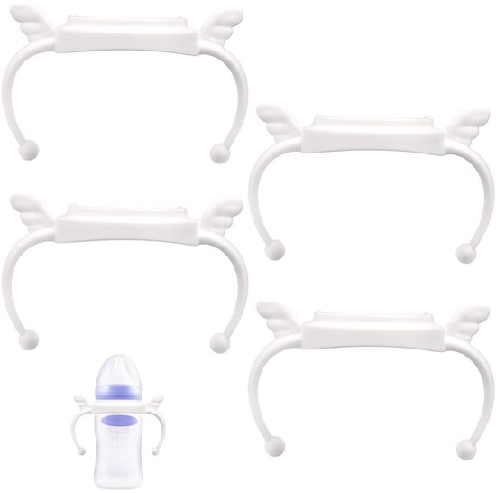 4 Stuks Babyfles Handgrepen - Ergonomische Houder voor Lansinoh 5oz en 8oz Flessen - BPA Vrij (Wit)
