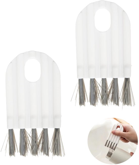 4 stuks gekrulde kierenreinigingsborstels, ergonomische witte kunststof kierenborstel voor kopjes, flessendeksels en toetsenborden, multifunctionele kleine reinigingsborstel geschikt voor slaapkamer, keuken en kantoor