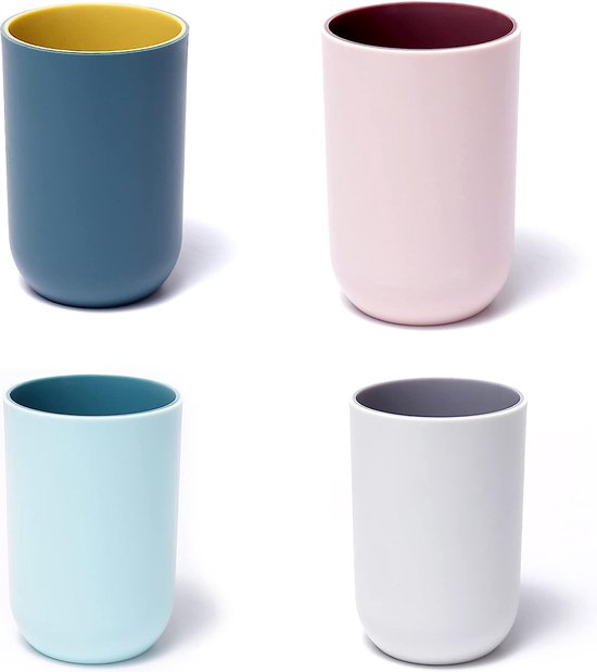 4 stuks, herbruikbare drinkbeker voor wassen, tandenborstel cup, reizen, mondwater, beker voor de badkamer, Draagbare Reizen mond cup, tandheelkundige Cup set, set 350ml van Merkloos