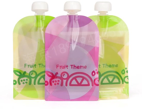 4 Stuks Hervulbare knijpfruitzakjes – Knijpfruit en babyvoeding zakjes - Knijpzakjes – Knijpfruit zakjes herbruikbaar – Hervulbaar – Babyvoeding bewaarbakjes - LOUZIR van Merkloos