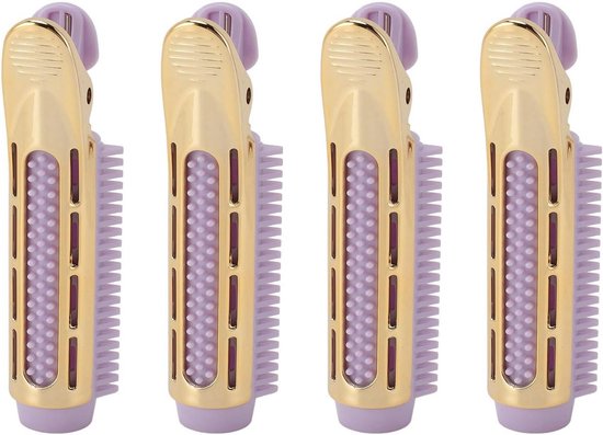 4 Stuks Hittebestendige Haarclips voor Volumizing - Holle Kam Tanden voor Haar Volume Styling en Root Riser Tools (Paars)