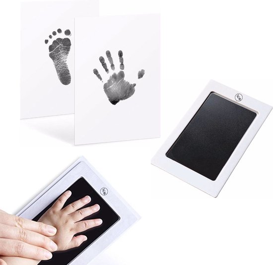 4 stuks - JGR - Baby handafdruk - Baby voetafdruk - Set - Baby Art - Kraamcadeau -Babyshower Cadeau – Inktafdruk – Pootafdruk Hond & Kat Inclusief beschrijving Nederlands/Engels van JGR