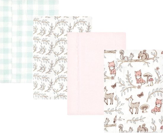 4 Stuks Katoenen Flanel Spuugdoeken Unisex Baby - Woodland Pals Print