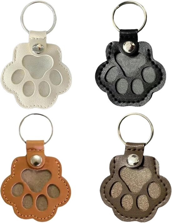 4 stuks lederen haar souvenirdoos - pootafdruk kit herdenkingscadeau voor huisdieren, ideaal voor haaropslag en aandenken