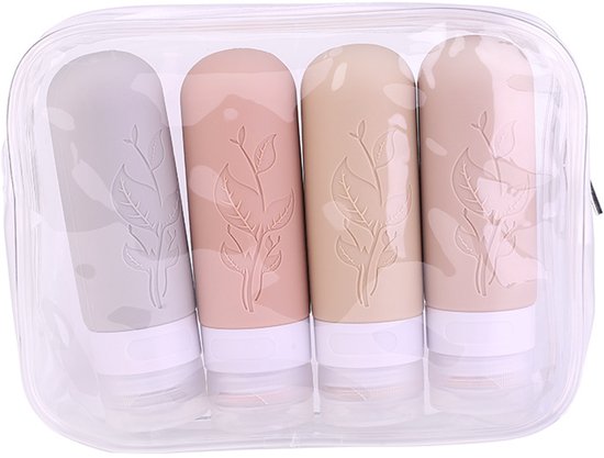 4 stuks - reisflesjes van 90 ml van siliconen, met deksel, lichtgewicht en ruimtebesparend, geschikt voor het meenemen van douchegel, shampoo en cosmetische crèmes, siliconen navulflesjes