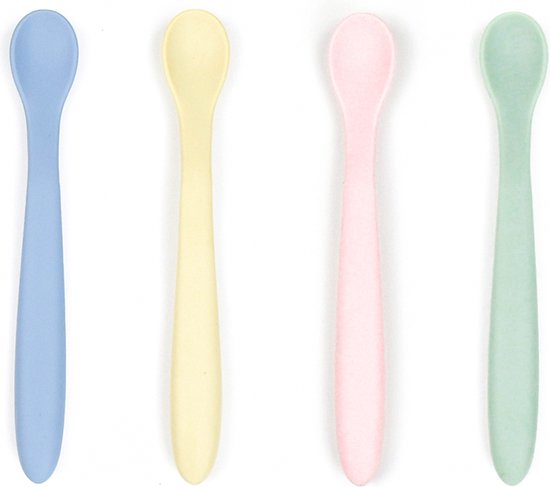 4 Stuks - Siliconen Babylepels - Lepeltje - Siliconen - Baby Lepel - Baby Servies - BPA vrij - Babylepel siliconen - Eetlepel - Bestek Lepel van Laddey
