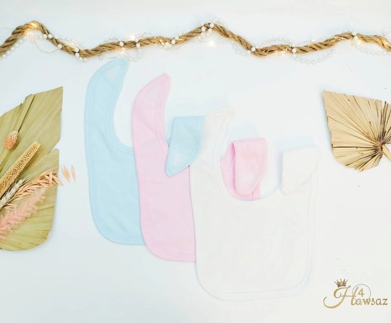4 stuks Soft Touch slabbetjes - 100% Katoen - Kleur Wit - Slab voor Kinderen - Slabbertjes Baby - Slabber Baby Care - Baby Feeding/Hygiene - Babyvoeding - Hawsaz.nl van Hawsaz.nl