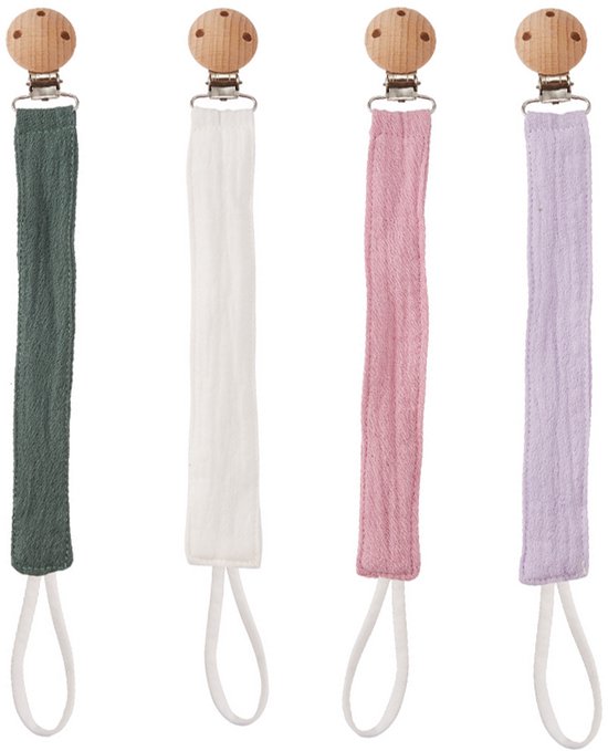 4 Stuks Speenkoord - Spenenketting - Speenlint - Fopspeenkoord - Accessoires Baby - Baby - Speenkoord Katoen - Kinderwagen - Kleding - Veilig - Fopspeenhouder - Pakket Fopspeenkettingen Van Stof