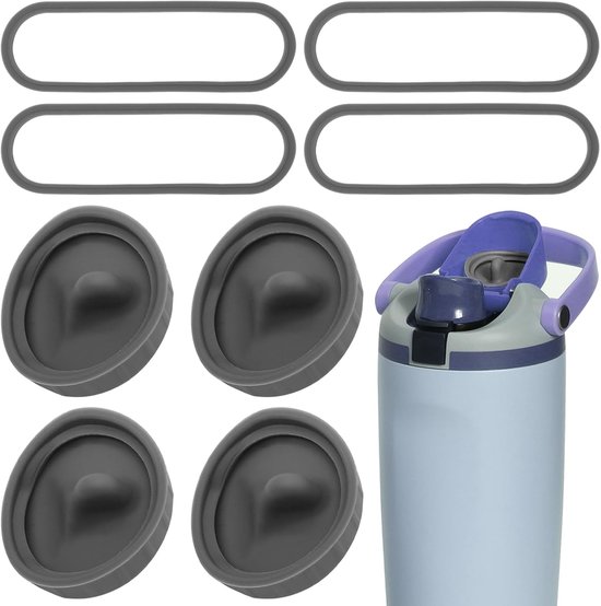 4 stuks vervangende stop geschikt voor Owala FreeSip Sway Tumbler 30oz 40oz waterflessen, siliconen afdichting en ringset, lekvrije stop zwarte vervangingsstopper van Merkloos