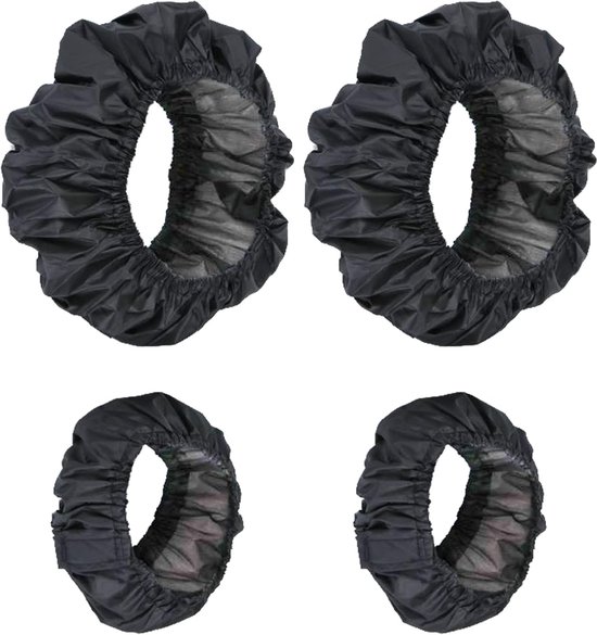4 stuks Wielhoezen voor baby's - wielhoezen voor kinderwagen - wielhoezen voor rolstoelen - waterdichte en vuilafstotende wielhoezen - stofdichte accessoires - Zwart - 16-18cm Groot+12-14cm Klein van VelesTime