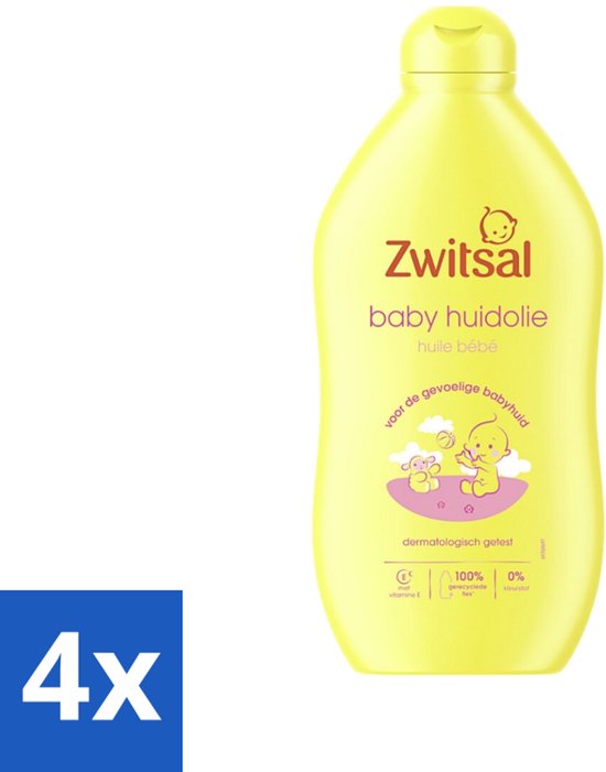4 x Zwitsal - Baby Huidolie - Verzorgend - Voor de Gevoelige Huid - 400 ml - Baby Huidolie - Gevoelige Huid - Vitamine E - Babymassage - Hydraterende Olie
