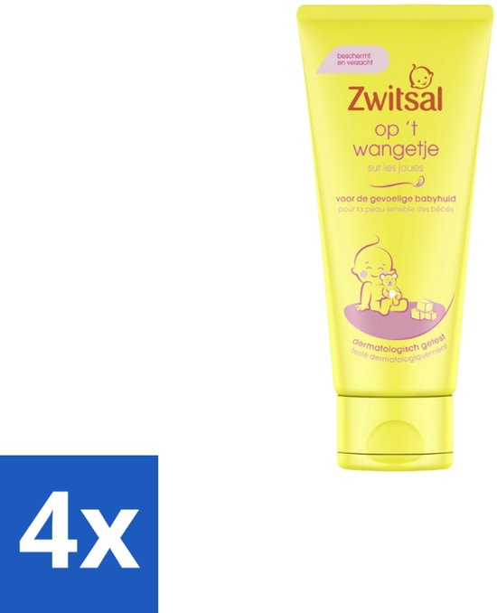4 x Zwitsal Gezichtscrème Op 't Wangetje 100 ml - Babyhuid Bescherming - Baby Gezichtscreme - Zwitsal Op Het Wangetje - Babyhuid Verzorging - Kamille Crème