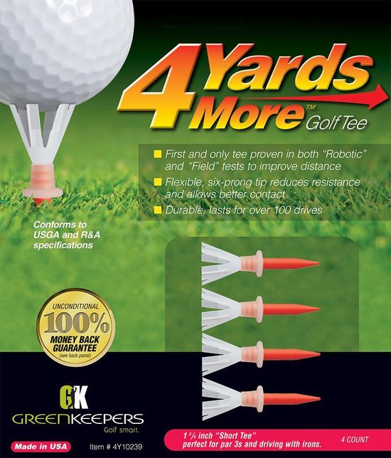4 Yards More Golf Tee - Short - 1 3/4 inch - Rood van Greenkeepers