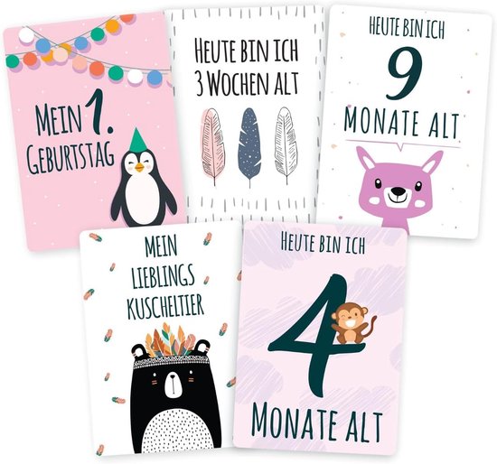 40 Luxe Baby Mijlpaal Kaarten Jongen Meisje - Fotokaarten Kraamcadeau en Babyshower