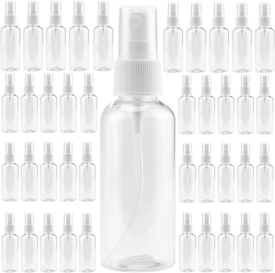 40 Pack 100ml Clear Spray Bottles - Fine Mist Plastic Spray Bottle met Cap - Lege Mini Navulbare Spray Flesjes voor Reizen - Toner - Essentiële Oliën - Water