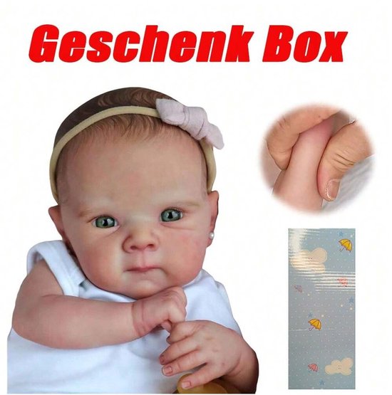 45 cm pasgeboren pop gemaakt van volledig siliconen vinyl: Levensechte meerlaagse coating met 3D-huid en zichtbare aderen. van Merkloos