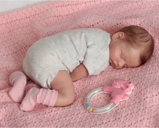 45 cm Reborn Babypop Zacht Lichaam, 3D Huid met Zichtbare Aderen, Verzamelbare Kunstpop van Daytona.