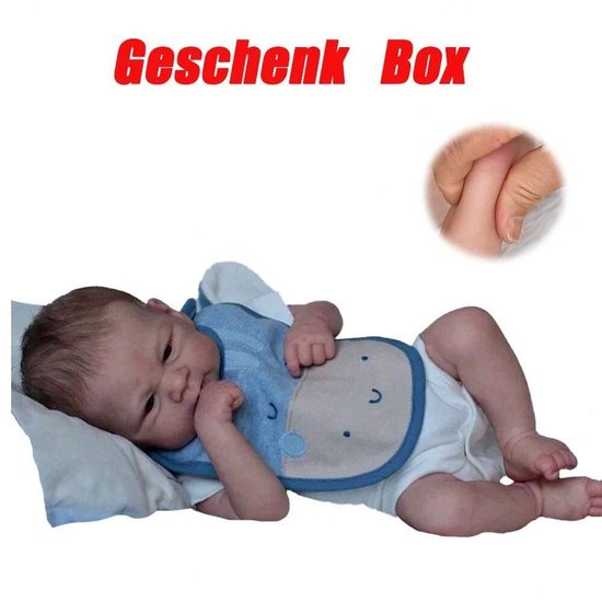 45 cm reeds beschilderde reborn babypop, Elia, slapende pasgeborene van Merkloos