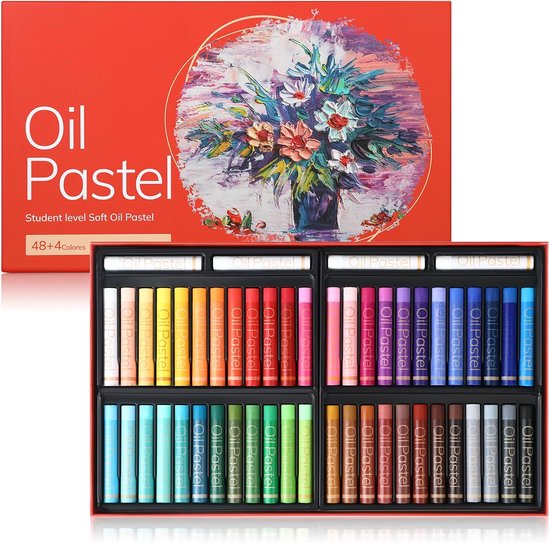 48 kleuren plus 4 witte, levendige kleuren, extra zacht oliekrijt, eenvoudig mengen en schaduwen, duurzame oliepastels, geschikt voor kunstenaarsbenodigdheden, voor kunstenaars en