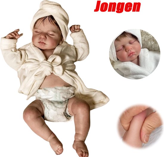 48CM Full Body Newborn Boy Babypop Slapende Levensechte Zachte Aanraking Knuffelige Reborn Babypop Meerdere Lagen Schilderen 3D Huid van MAKIESI