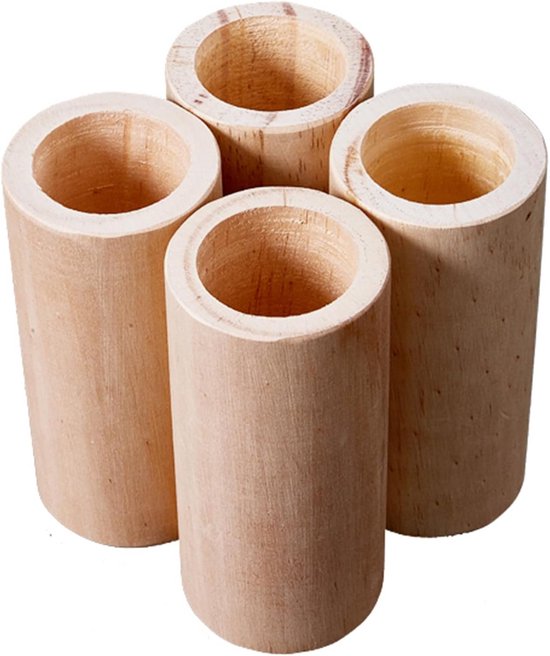4x Houten Meubelverhogers Cilinders - Bank en Bedverhogers - Instelbare Hoogte 5-15 cm