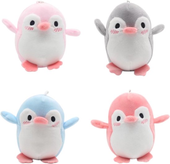 4x Kleine Pluche Pinguïn Knuffels met Parelketting - Schattige Pluche Hangers (12 cm) van Merkloos