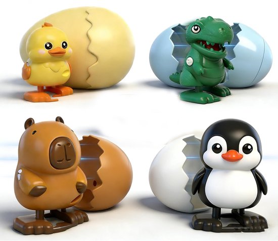 4x Pasen Opwindfiguren - Opwindbaar Speelgoed Voor Kinderen - Diervormig Verrassingsei - Novelty Toys - Pasen Speelgoed - Herbruikbaar Mini Paasei Gift Voor Meisjes Jongens Verjaardag School Reizen van Merkloos