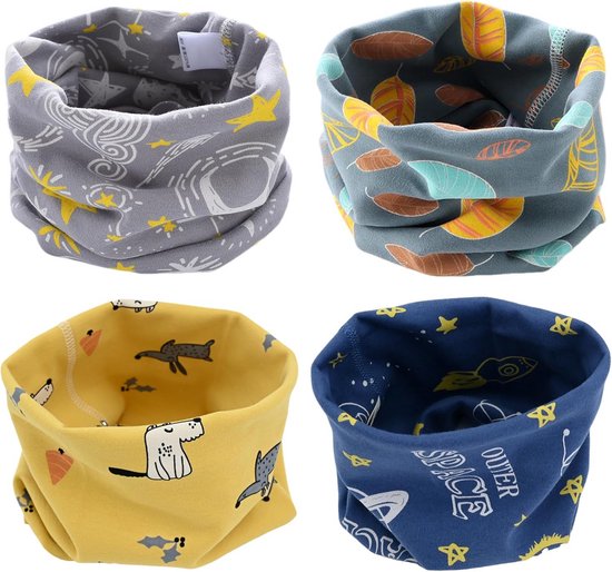 4x Warme Katoenen Nekwarmers voor Kinderen en Baby's - Zachte Halsdoek voor Meisjes en Jongens van Merkloos