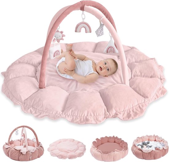 5-in-1 Gymnastiek- en Speelmat voor Baby's en Huisdieren – Pluche, Converteerbaar Kussen voor Podiumontwikkeling van Merkloos