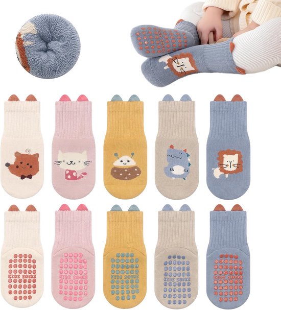 5 Paar Dikke Antislip Babysokken Katoen voor Winter - Thermisch voor Jongens en Meisjes van Merkloos