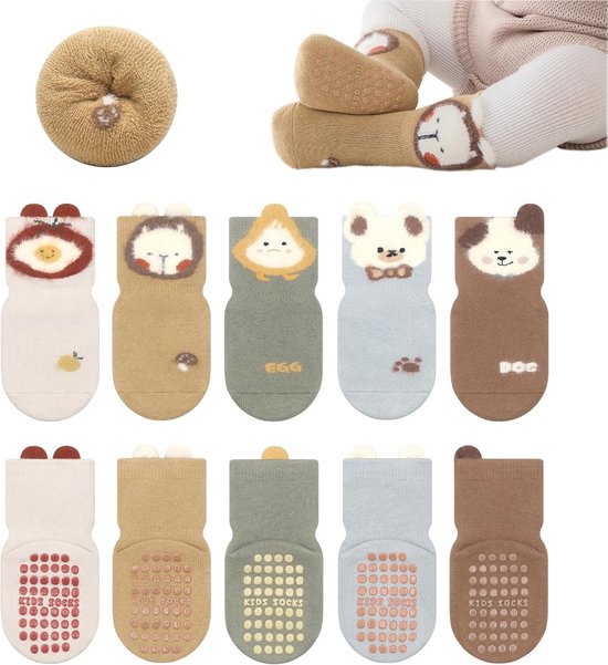 5 Paar Dikke Katoenen Babysokken Antislip - Warme Thermische Sokken voor Jongens en Meisjes