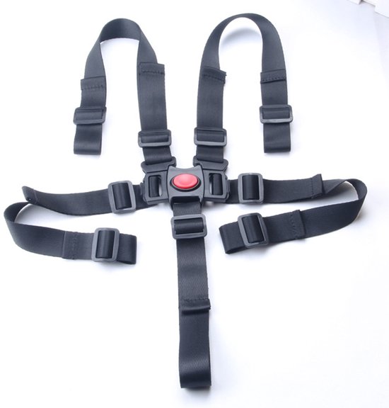 5 Point Child Safety Belt, Adjustable Child Safety Strap, Child Protective Belt, Child Strap, Baby Strap, Black, Universal Belt for Child Seat, High Chair, Buggy van Merkloos