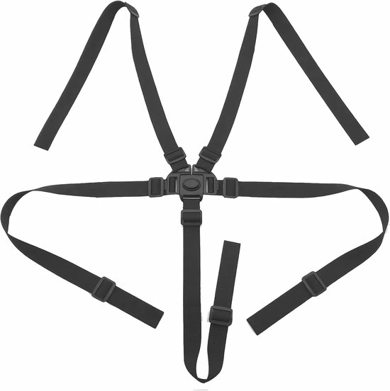 5-point safety belt - verstelbare veiligheidsriem - hoge stoel - kinderstoel - zwart - kruisriem - kinderwagen van Merkloos