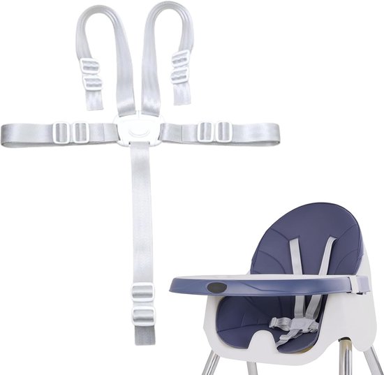 5-punts riem, universele stoel, verstelbaar, 5-punts veiligheidsgordel, voor kinderen en kinderen, geschikt voor kinderstoelen, kinderwagen, veiligheidsgordel, wit