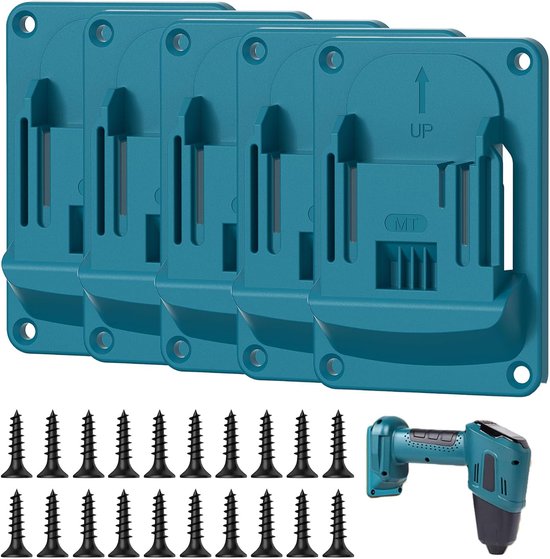 5 stuks accuschroevendraaierhouder, wandhouder, accuhouder, wandhouder, gereedschapshouder voor Makita 18 V accuschroevendraaiers en elektrisch gereedschap, werkplaats, garage, organizer