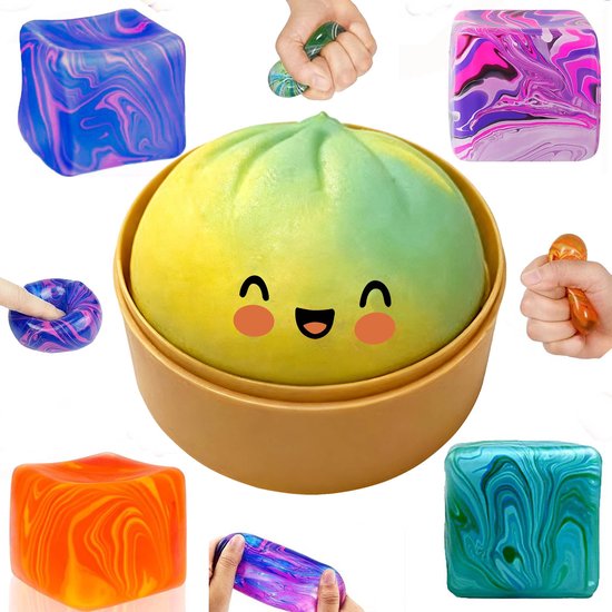 5 Stuks Fidget-speelgoed - Squishy Stress Speelgoeds - Dumpling squishy Stressball - Squishy Stress Relief Toys Autism Fidget Balls Sensory Anxiety Relief Item voor kinderen en volwassenen - Geelgroen van Merkloos