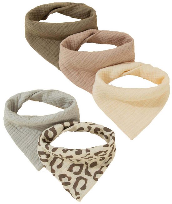 5 stuks mousseline vierkantjes voor baby's, pasgeboren, unisex, slabbetje, baby, meisjes, jongens, comfortabel, mousseline, boerendoekje (type C) van Merkloos