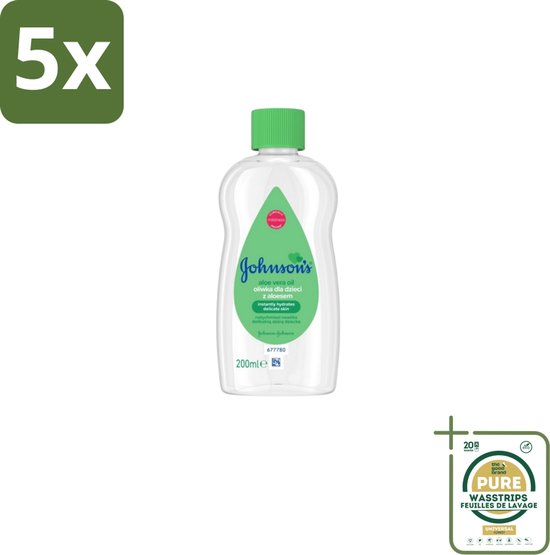 5 x Johnson's - Baby Olie - Aloe Vera - 300 ml - Grootverpakking - Babyolie - Aloë Vera - Vitamine E - Huidverzorging - Droge Huid