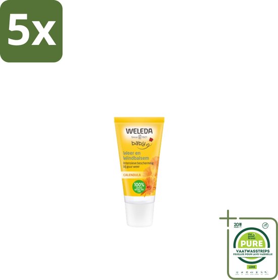 5 x WELEDA - Weer & Windbalsem - Baby & Kind Calendula - 30 ml - Grootverpakking - Baby Balsem - Baby Huid - Windbescherming - Koude Bescherming - Natuurlijke Balsem van Merkloos