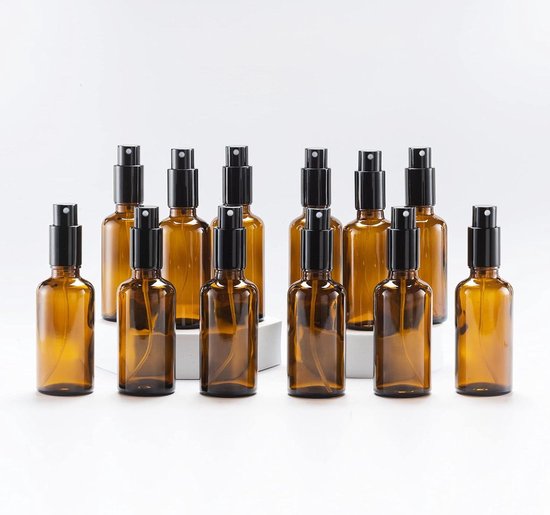 50 ml amberkleurige glazen spuitfles met metalen dop voor aromatherapie massage - verpakking van 12 van $