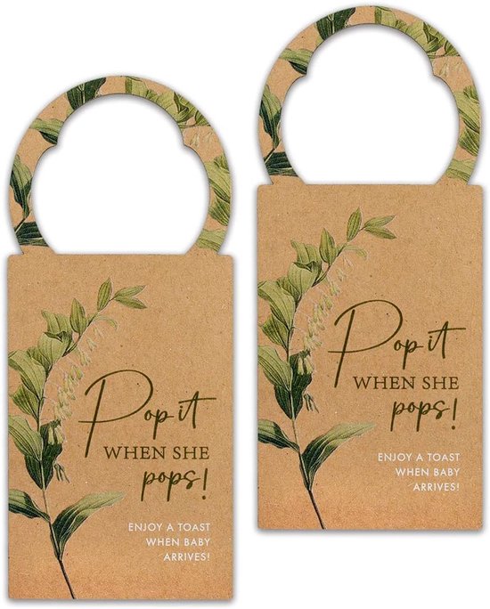 50 Stuks Baby Shower Fleslabels "Pop It When She Pops" - Kraft Bruin