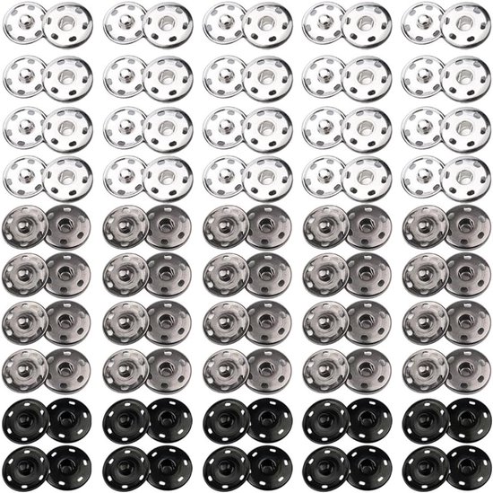 50 Stuks Metaal Drukknopen voor Kleding, Handwerken en Tassen - Verborgen Snap Fasteners 12mm voor Reparatie en Creatieve Projecten