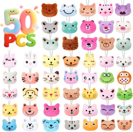 50 stuks mini knuffel diertjes met sleutelhanger voor prijzen en traktaties van Merkloos