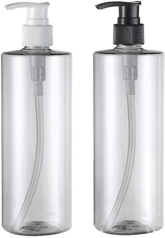 500ML 17oz Lege Navulbare Heldere Plastic Drukpomp Fles - Met Kleur Willekeurige Pomp Kop - Lotion Shampoo Douchegel Pot Houder Cosmetica Container Douche Badkamer Benodigdheden voor Thuisgebruik